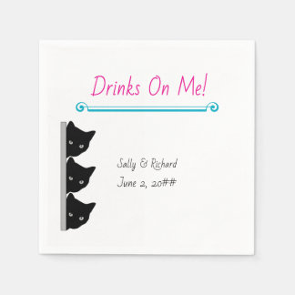 Whiskers & Vows | Black Cat Wedding Napkins