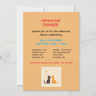 Whiskers & Vows Head Over Paws in Love Rehearsal Invitation