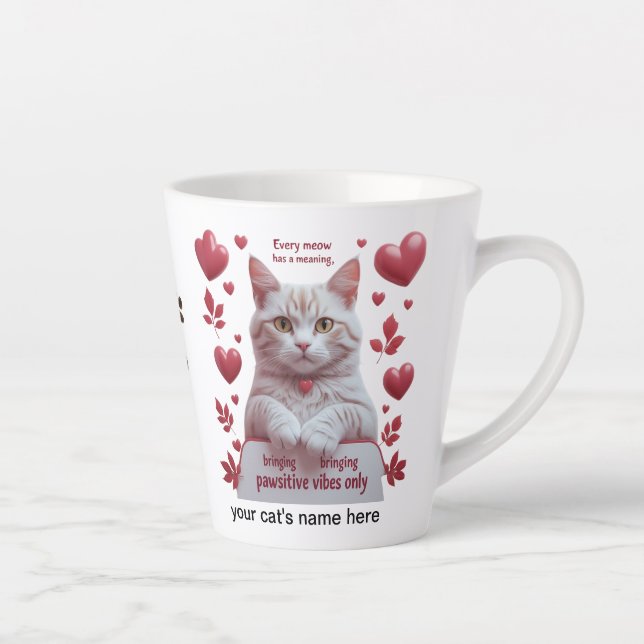 Whiskers & Warmth – 12 oz Latte Mug with Pawsitive (Right)