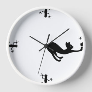 "Whiskers & Whimsy: Cat and Lizards Wall Clock