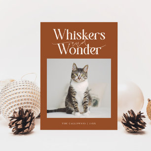 Whiskers & Wonder Cat Photo Terracotta Christmas Holiday Card