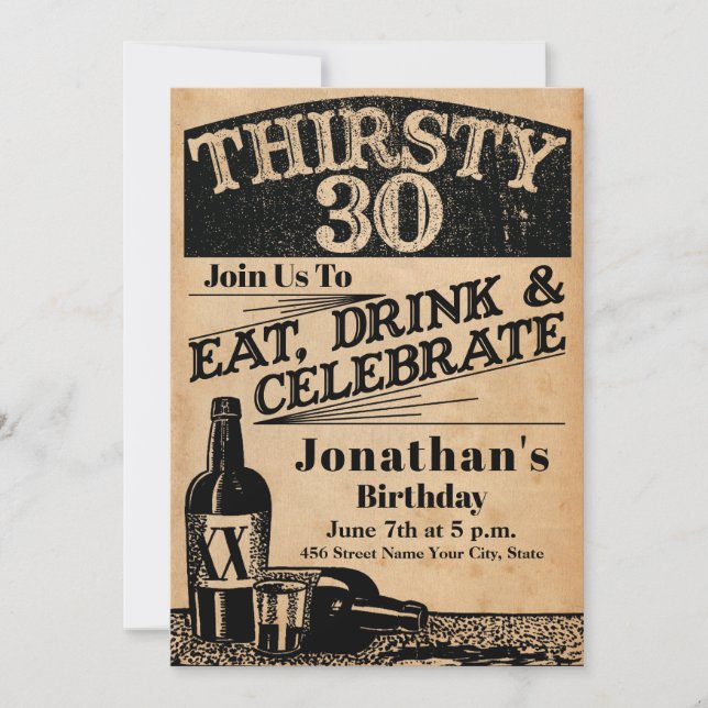 Whiskey 30th Birthday Invitation (Front)