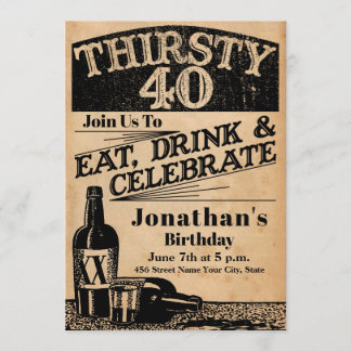 Whiskey 40th Birthday Invitation