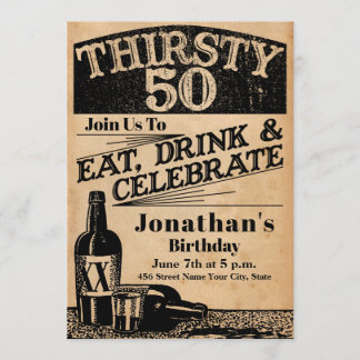 Whiskey 50th Birthday Invitation