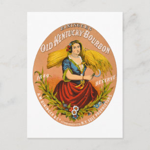 Whiskey Advertising Label, Circa 1860. Postcard