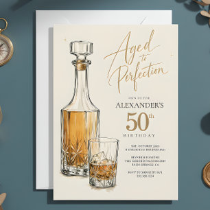 Whiskey Aged to Perfection 50th Birthday Invitation