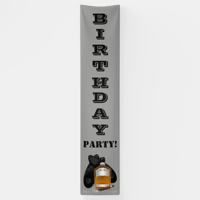 Whiskey and Cigar Birthday Banner (Vertical)