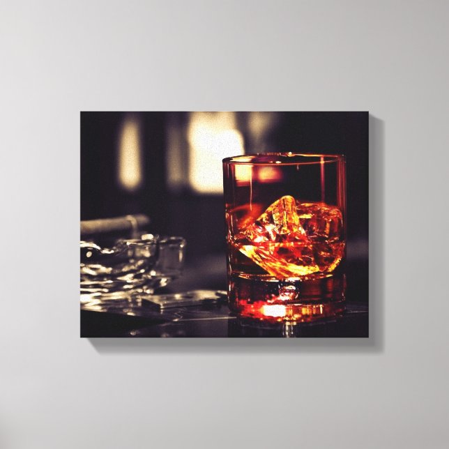 whiskey and cigar canvas wall print (Front)