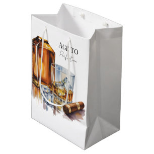 Whiskey and Cigar Men’s Birthday Party Medium Gift Bag