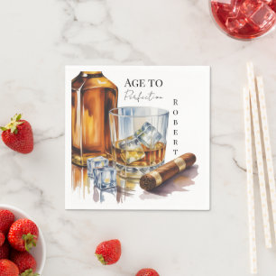 Whiskey and Cigar Men’s Birthday Party Napkin