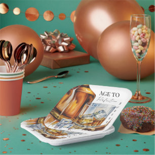 Whiskey and Cigar Men’s Birthday Party Paper Plate