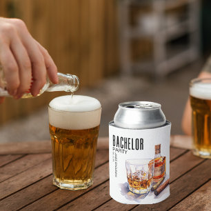 Whiskey and Cigar Modern Bachelor Party Can Cooler