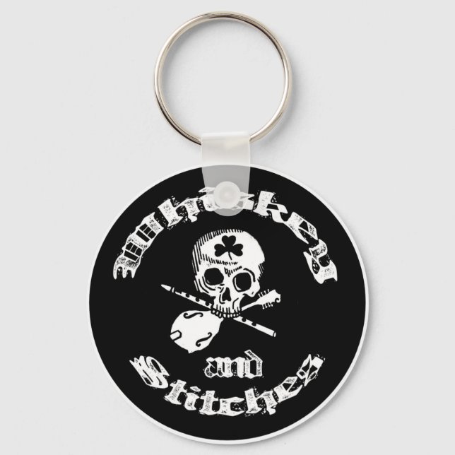 Whiskey and Stitches Key chain (Front)