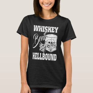 Whiskey Bent and Hellbound White Skulls Wine Gla T-Shirt