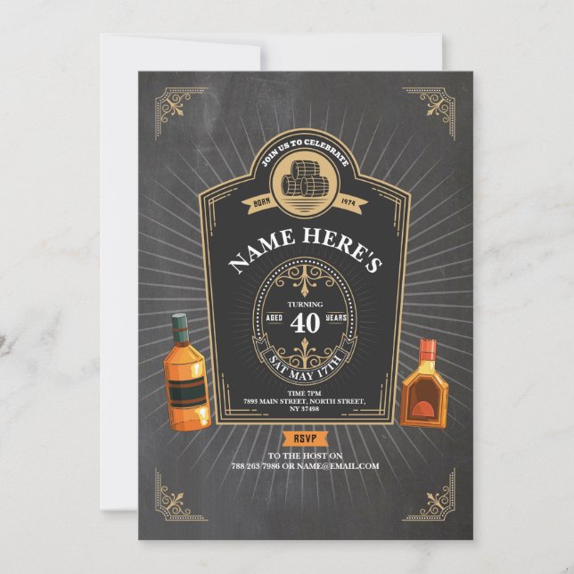 Whiskey Birthday Aged to Perfection 50th 60th Mens Invitation (Front)