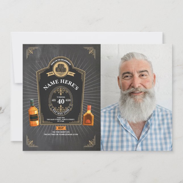 Whiskey Birthday Aged to Perfection 50th Chalk Invitation (Front)