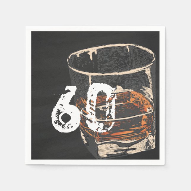 Whiskey Birthday, Invitation for Men, EDITABLE Napkin (Front)