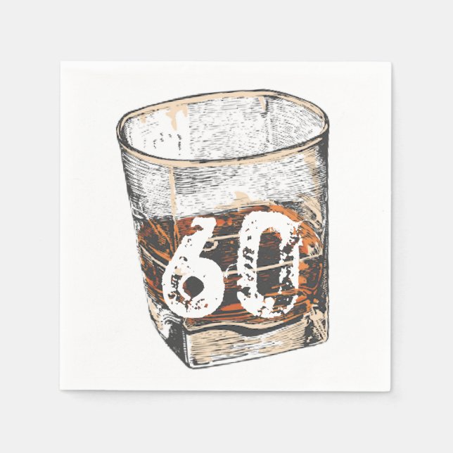 Whiskey Birthday, Invitation for Men, EDITABLE Napkin (Front)