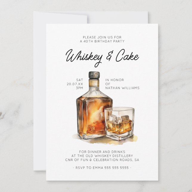 Whiskey Birthday Party Invitation (Front)