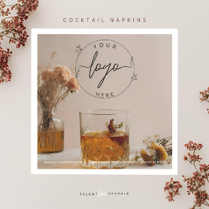 Whiskey Boho Flowers Aesthetic Cocktail Napkin