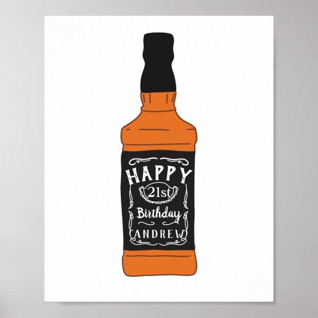 Whiskey Bottle 21st Birthday Whiskey Lovers Poster (Front)