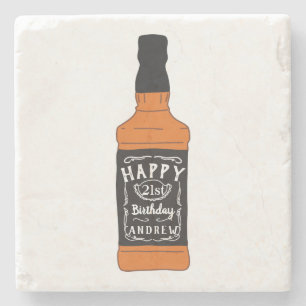 Whiskey Bottle 21st Birthday Whiskey Lovers Stone Coaster