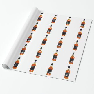 Whiskey Bottle Drawing Isolated On White Backgroun Wrapping Paper