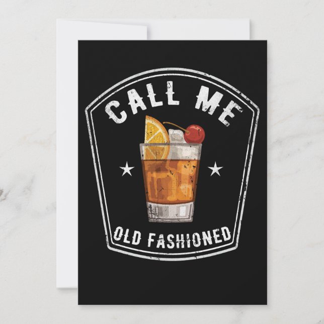 Whiskey Calls Me Old Fashioned Thank You Card (Front)