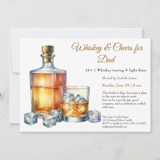 Whiskey & Cheers for Dad – Father’s Day Invitation (Front)