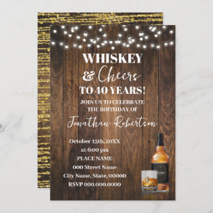 Whiskey & Cheers Western Adult Birthday Party Invitation