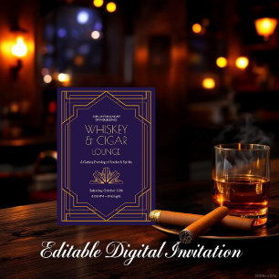 Whiskey & Cigar Lounge 1920s Art Deco Invitation
