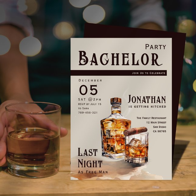 Whiskey Cigar Magazine Cover Bachelor Party Invitation (Whiskey Cigar Magazine Cover Bachelor Party Invitation)