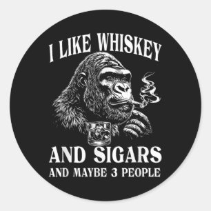 Whiskey, Cigars, And Monkey Humour Vintage Retro S Classic Round Sticker