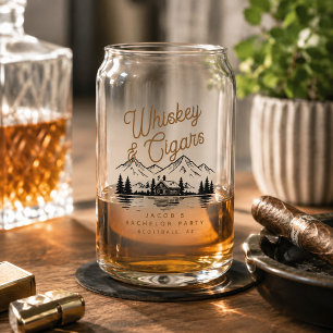 Whiskey & Cigars Bachelor Party Cabin Lake House Can Glass