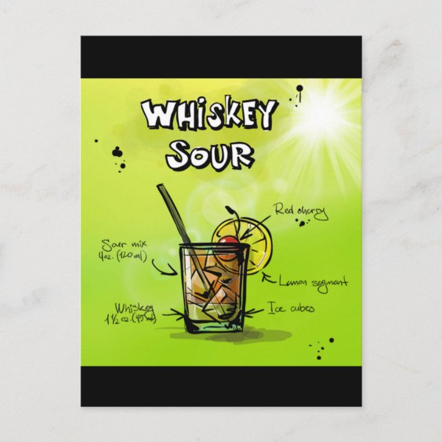 Whiskey Cocktail Recipe Postcard (Front)