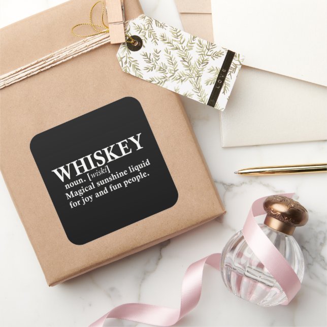 Whiskey definiton funny alcohol sayings gifts square sticker (Gifting)