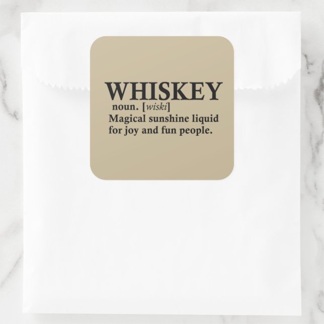 Whiskey definiton funny alcohol sayings gifts square sticker (Bag)