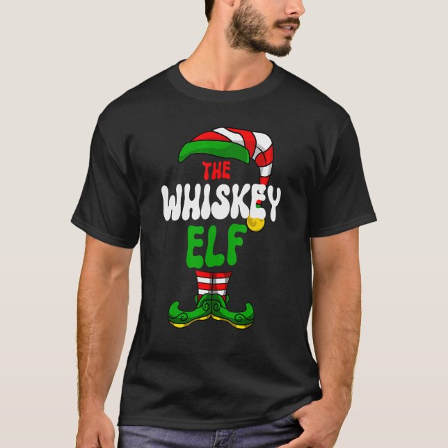 Whiskey Elf Pajama Matching Group Christmas Holida T-Shirt (Front)