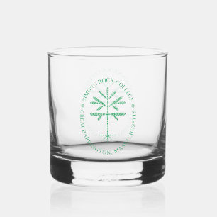 Whiskey Glass with the Simon's Rock Seal in Green