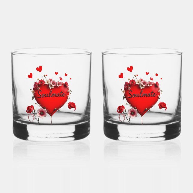Whiskey Glasses Red Heart Soulmate Valentine's Day (Front)