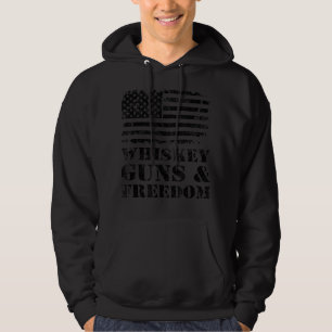 Whiskey Guns & Freedom - USA Flag Drinking Funny M Hoodie