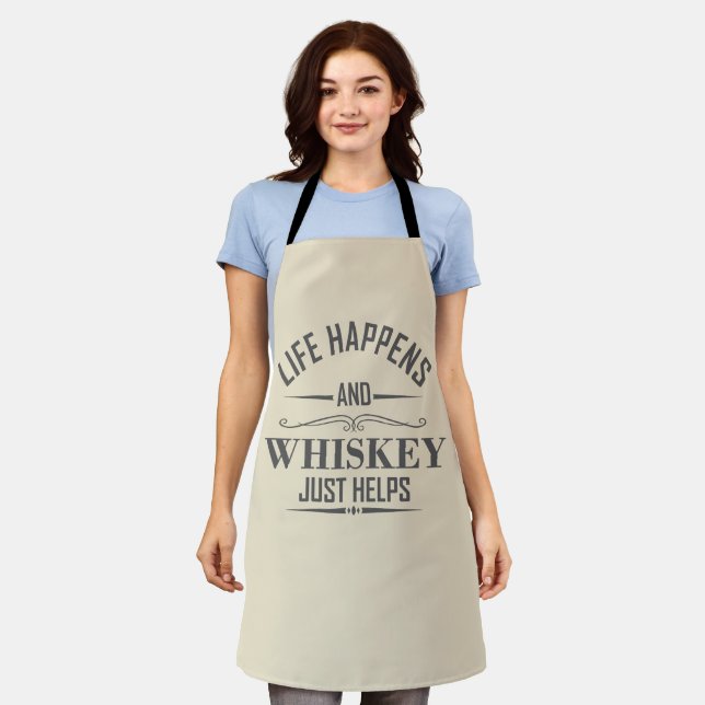 Whiskey helps funny drinking alcohol sayings apron (Worn)