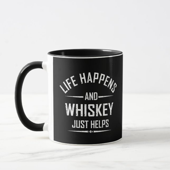 Whiskey helps funny quotes drink alcohol sayings mug (Left)