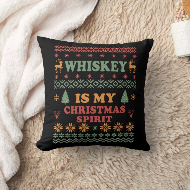 Whiskey is my christmas spirit funny ugly sweater cushion (Blanket)