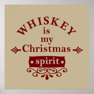 whiskey is my christmas spirit poster