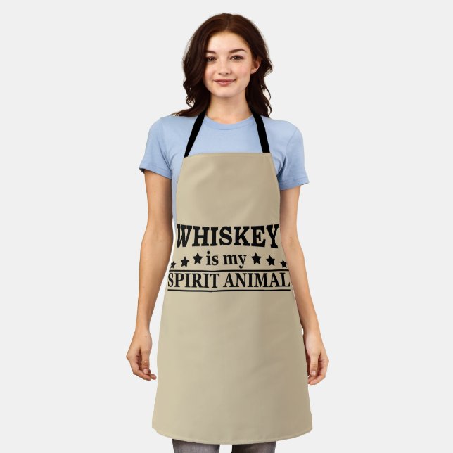 Whiskey is my spirit animal funny alcohol sayings apron (Worn)