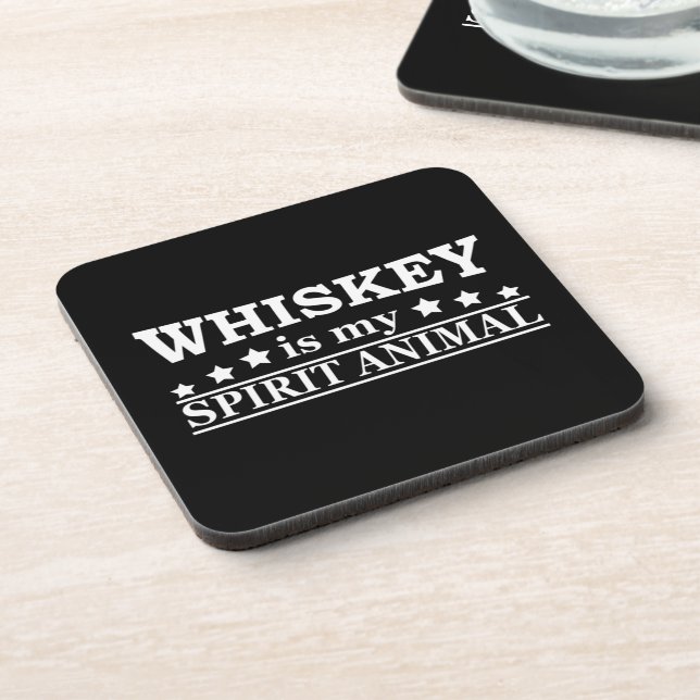 Whiskey is my spirit animal funny alcohol sayings coaster (Left Side)