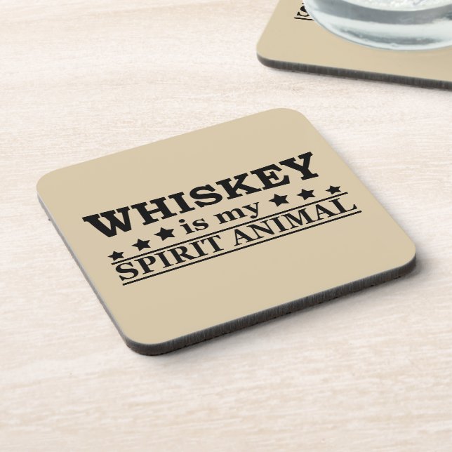 Whiskey is my spirit animal funny alcohol sayings coaster (Left Side)
