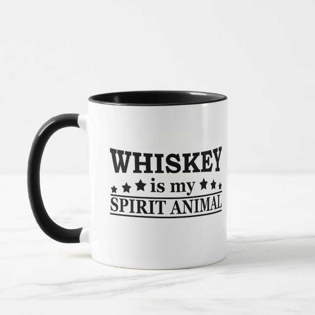 Whiskey is my spirit animal funny alcohol sayings mug (Left)
