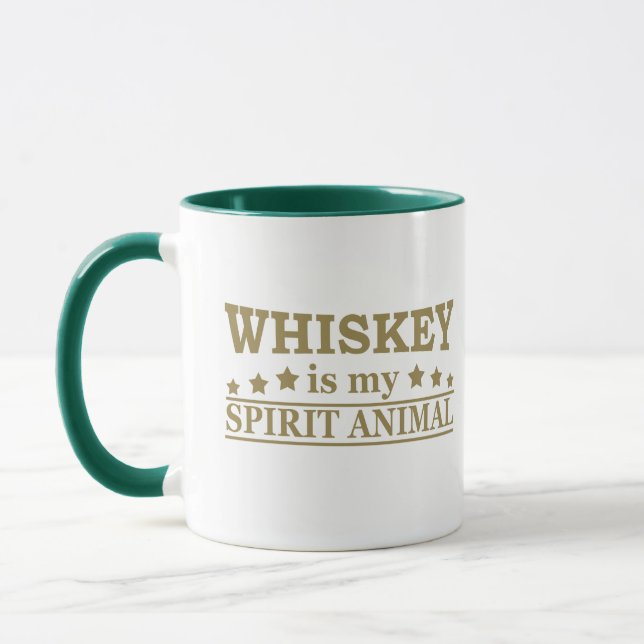 Whiskey is my spirit animal funny alcohol sayings mug (Left)